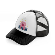 017 cat black and white trucker hat