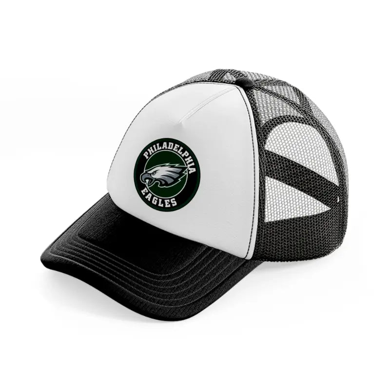 philadelphia eagles green badge-black-and-white-trucker-hat