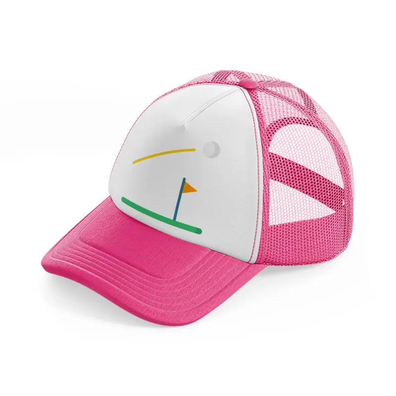 golf cartoon-neon-pink-trucker-hat