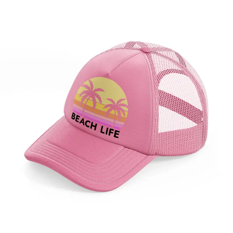 beach life retro sun-pink-trucker-hat