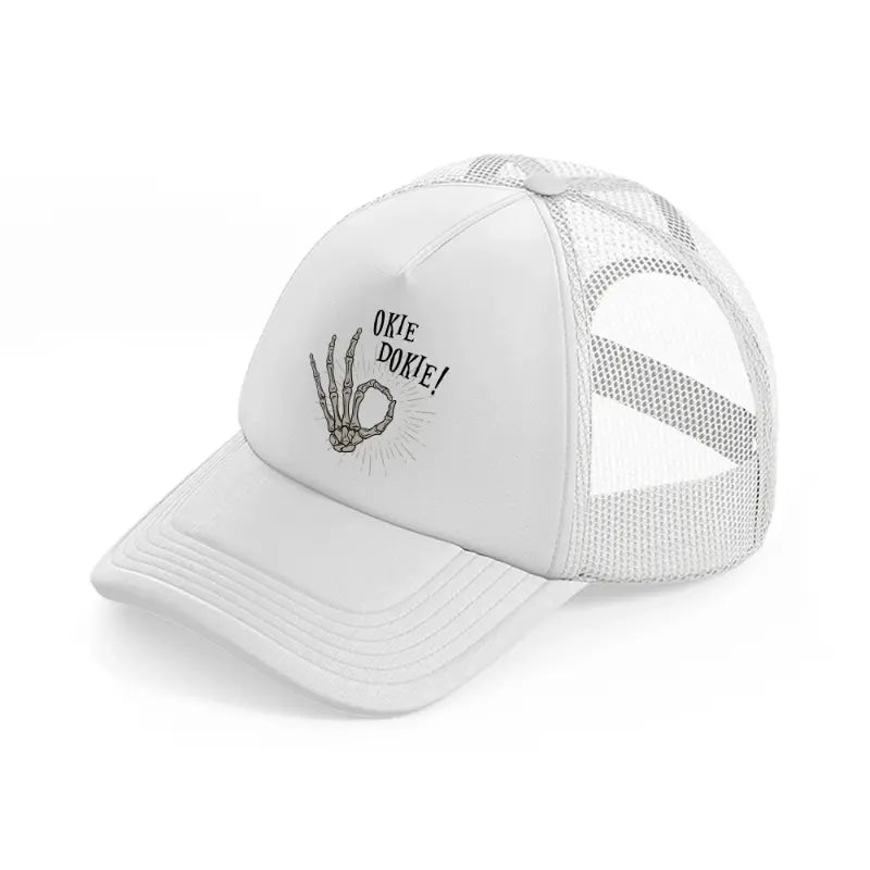 okie dokie! white trucker hat