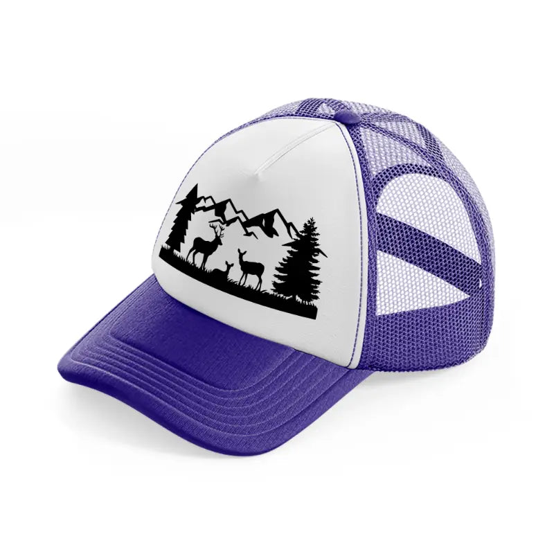 deer mountains-purple-trucker-hat