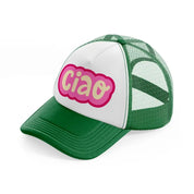 ciao pink green and white trucker hat