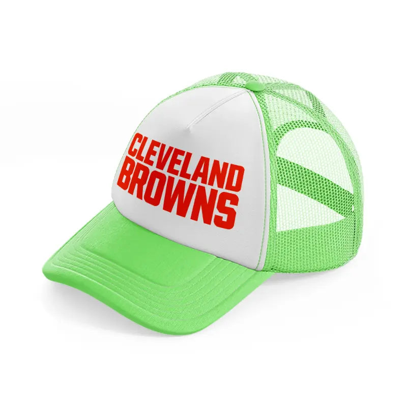 cleveland browns text-lime-green-trucker-hat