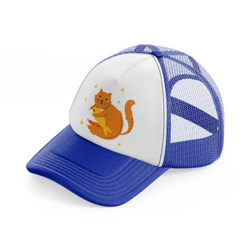 010 fish blue and white trucker hat