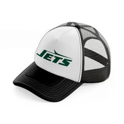 new york jets text-black-and-white-trucker-hat