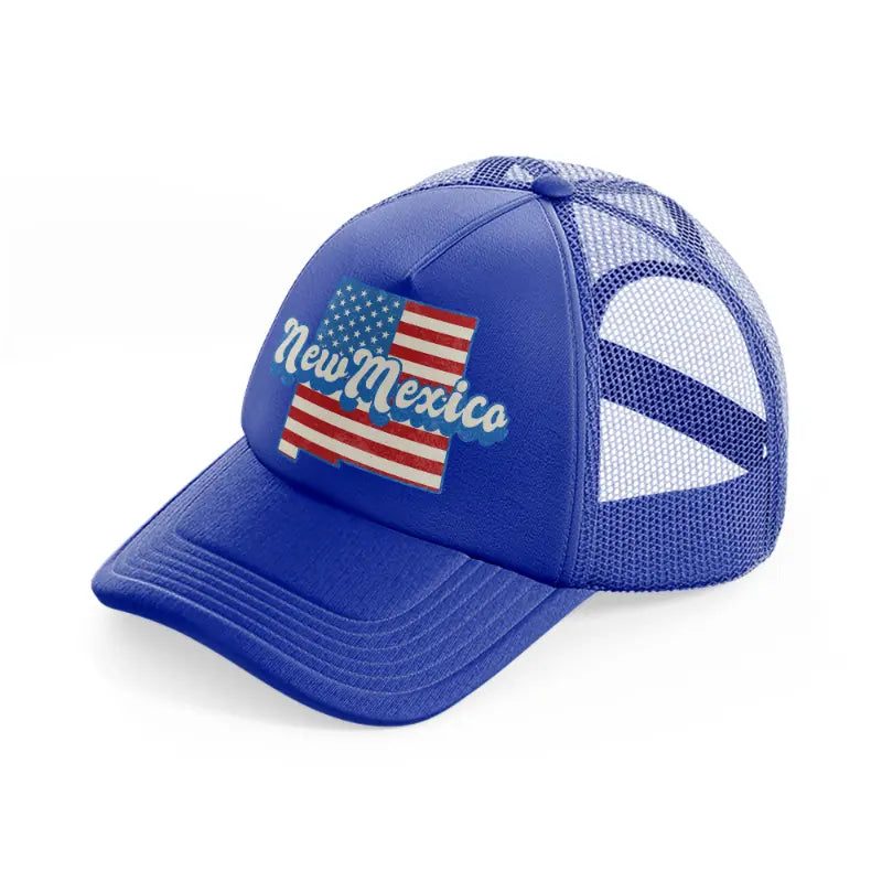 new mexico flag-blue-trucker-hat