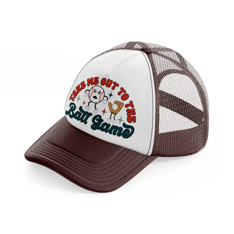 take me out to the ball game-brown-trucker-hat