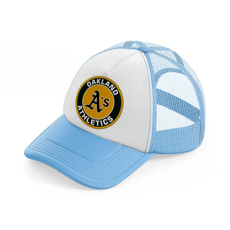 oakland athletics yellow badge-sky-blue-trucker-hat