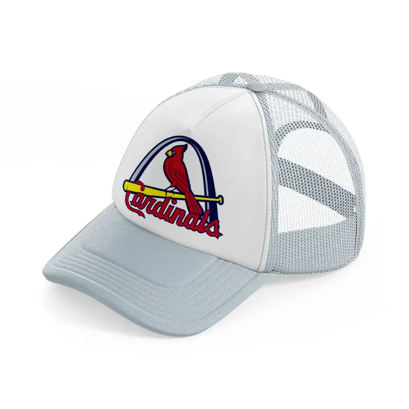cardinals bird logo-grey-trucker-hat