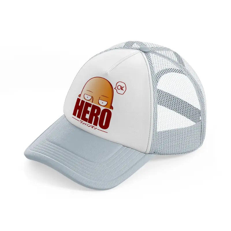hero one punch man-grey-trucker-hat