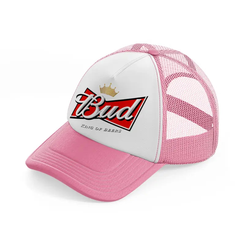 bud king of beers pink and white trucker hat