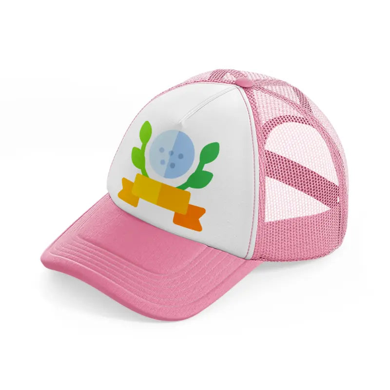 golf ball color pink and white trucker hat