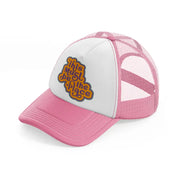 quote 02 pink and white trucker hat