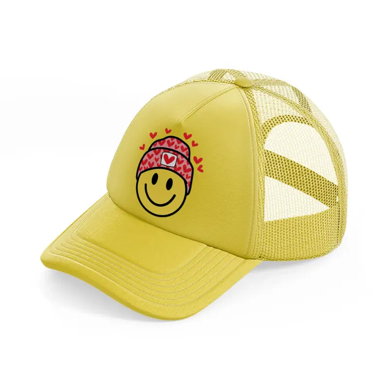 design heart smiley face-gold-trucker-hat