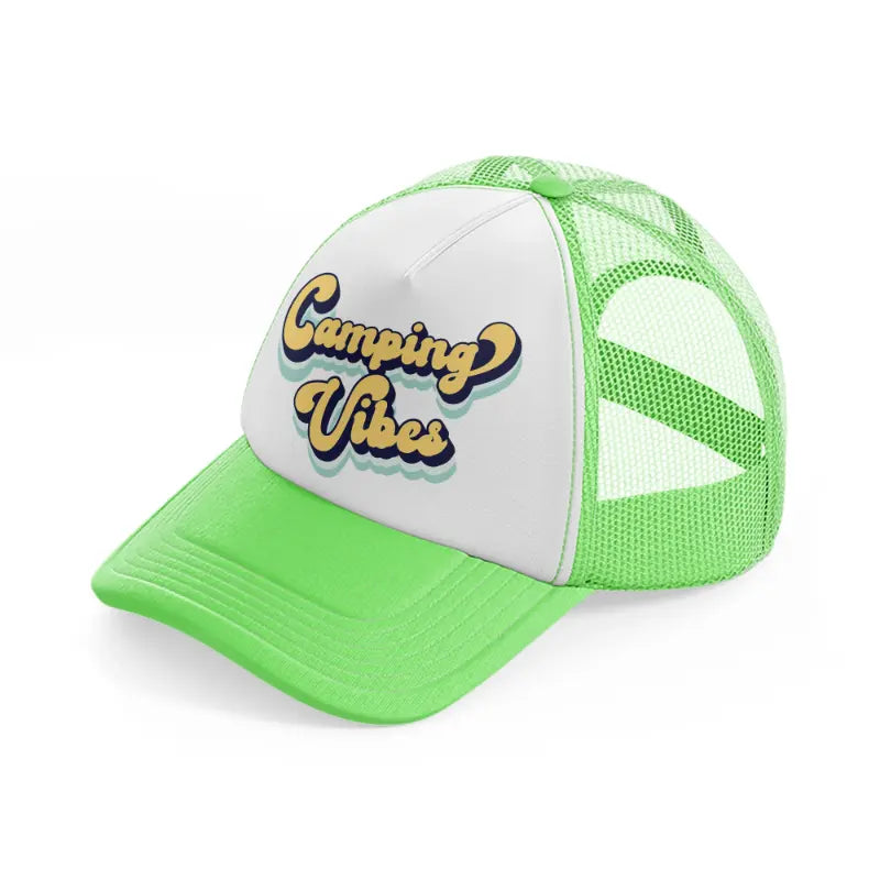 camping vibes lime green trucker hat