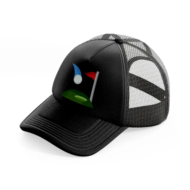 golfing cartoon black trucker hat