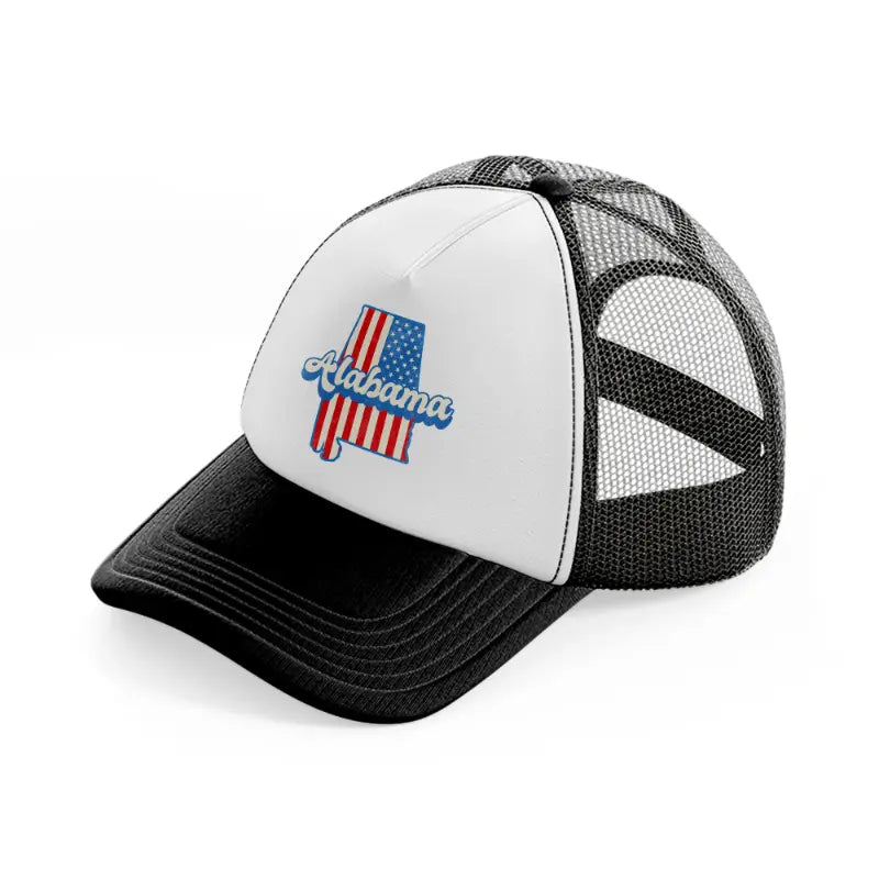 alabama flag-black-and-white-trucker-hat