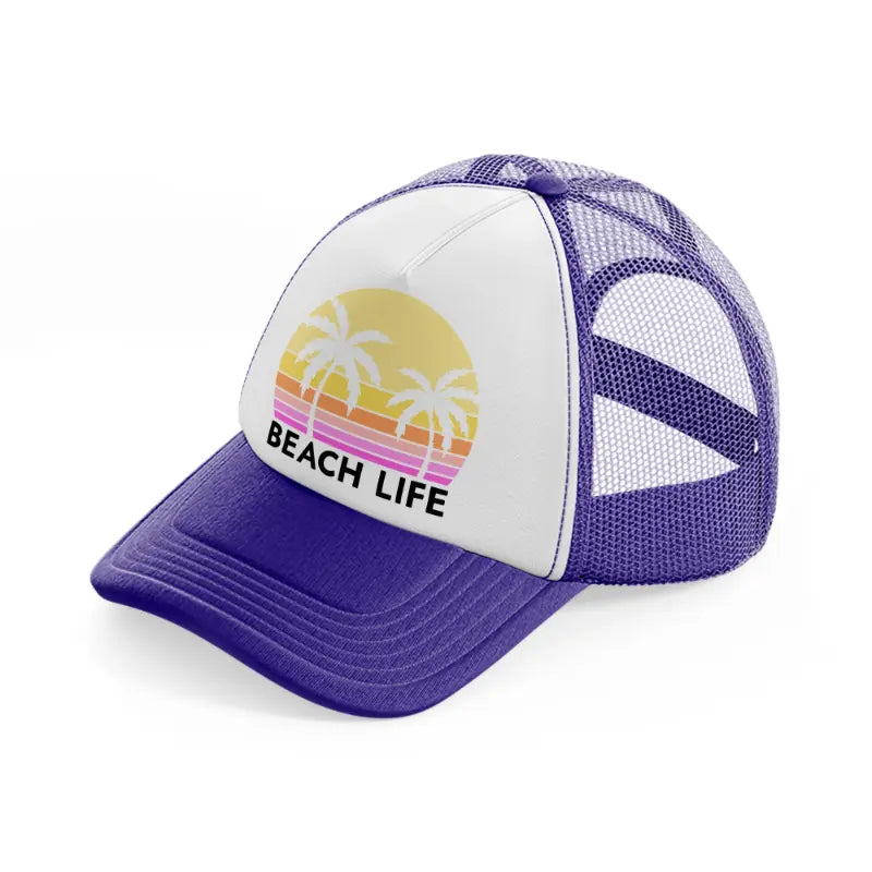 beach life retro sun-purple-trucker-hat
