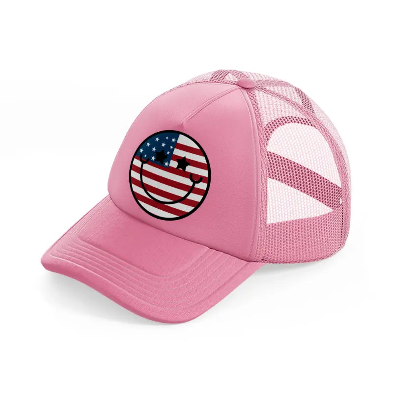 usa smiley pink trucker hat