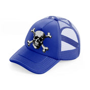 skull cross with bone-blue-trucker-hat