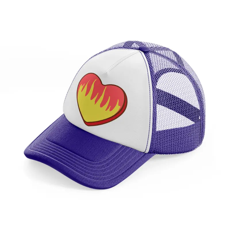 heart on fire-purple-trucker-hat
