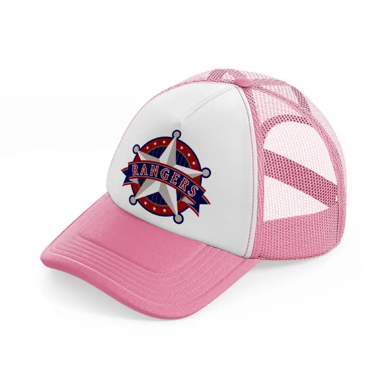 texas rangers star badge-pink-and-white-trucker-hat