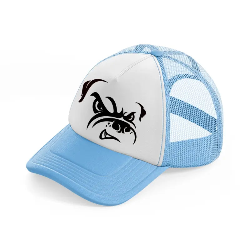 dog face-sky-blue-trucker-hat