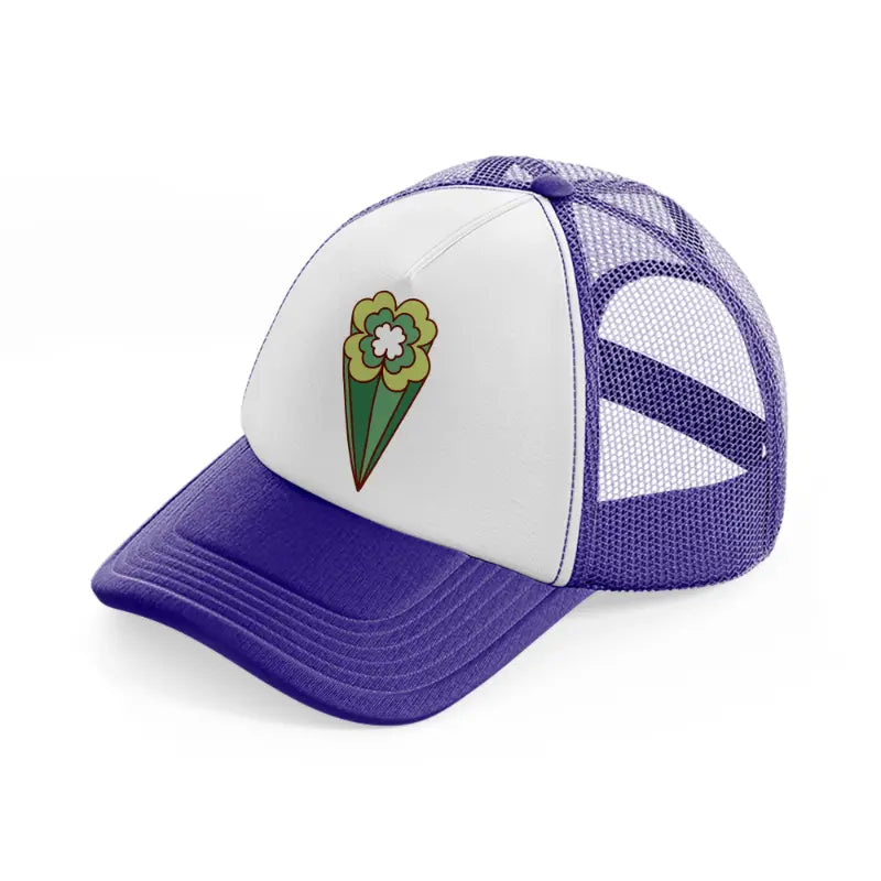 clover symbol purple trucker hat