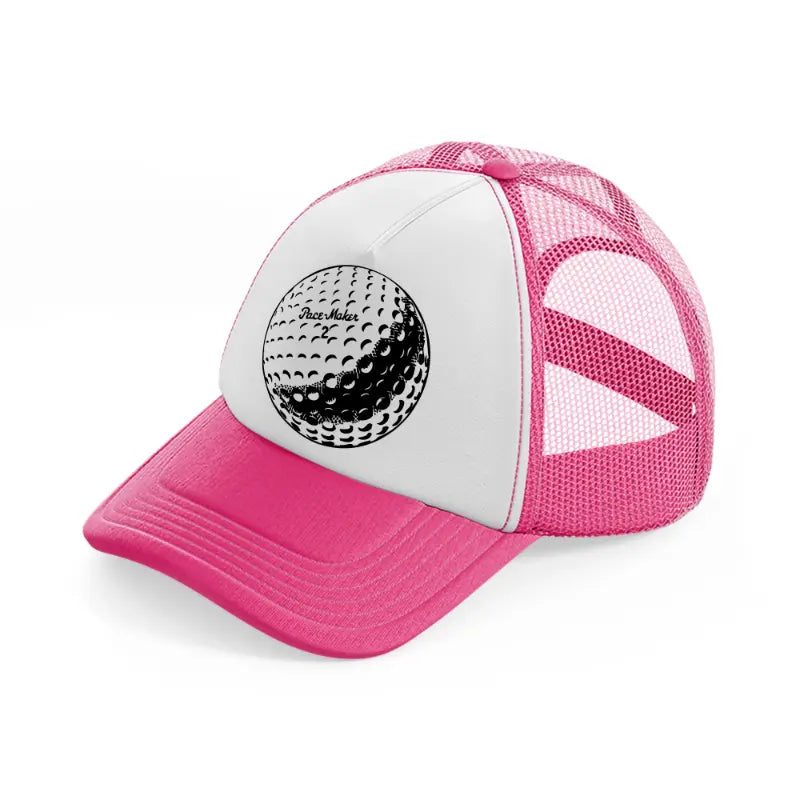 golf ball b&w neon pink trucker hat