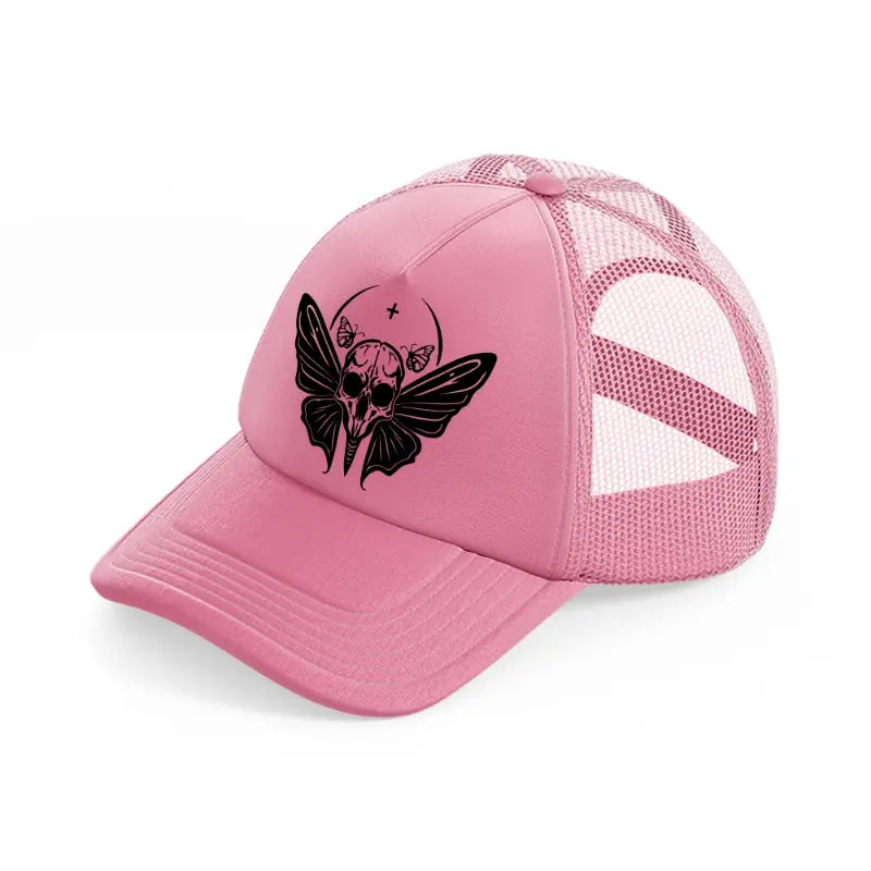 butterfly & skull-pink-trucker-hat