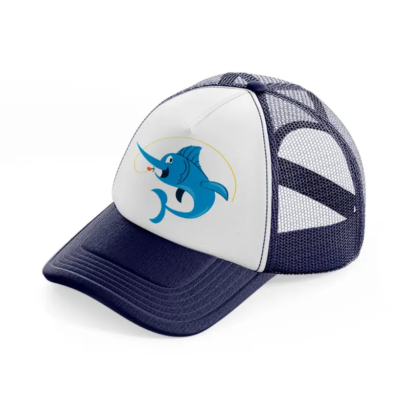 fishing fish-navy-blue-and-white-trucker-hat