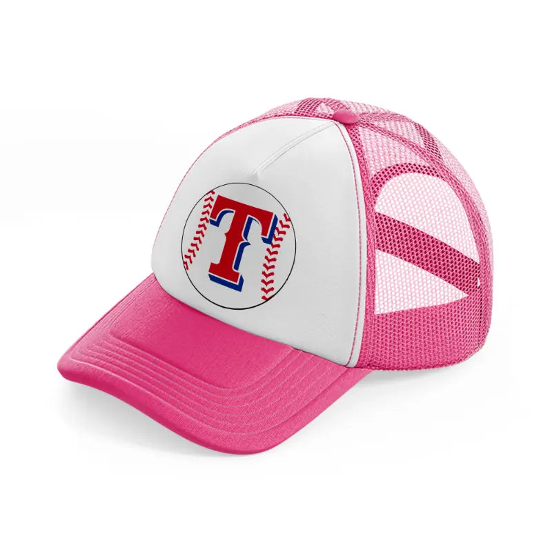 texas rangers ball-neon-pink-trucker-hat