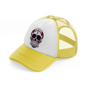 boston red sox skull yellow trucker hat