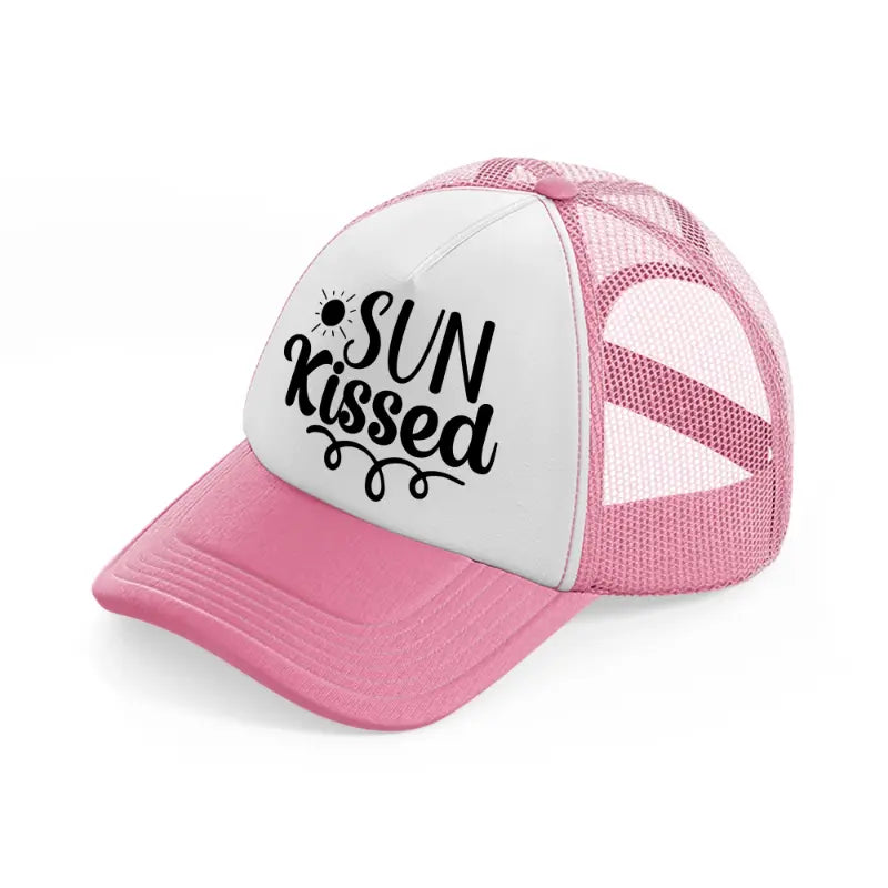 sun kissed-pink-and-white-trucker-hat
