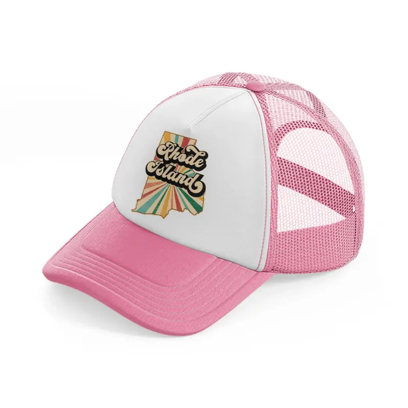 rhode island-pink-and-white-trucker-hat