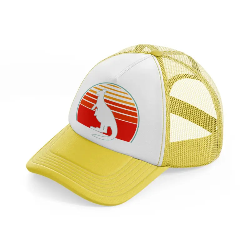 kangaroo retro vintage 80s style-yellow-trucker-hat