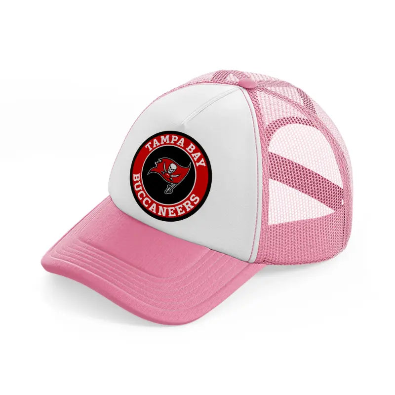 tampa bay buccaneers badge-pink-and-white-trucker-hat