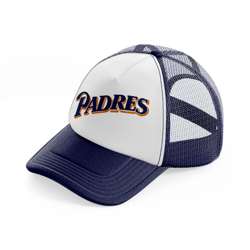 padres minimalist-navy-blue-and-white-trucker-hat