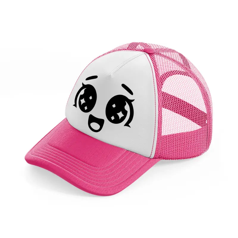 happy delight face-neon-pink-trucker-hat