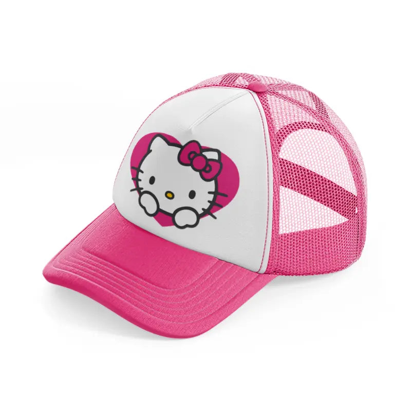 hello kitty love neon pink trucker hat