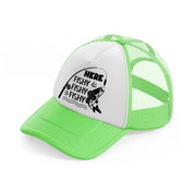 here fishy fishy lime green trucker hat