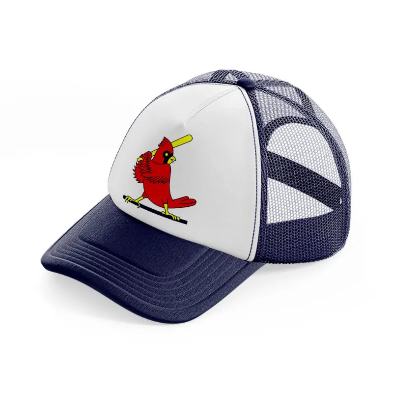 st louis cardinals bird-navy-blue-and-white-trucker-hat