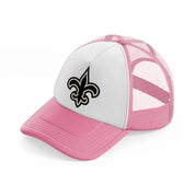 new orleans saints black emblem-pink-and-white-trucker-hat