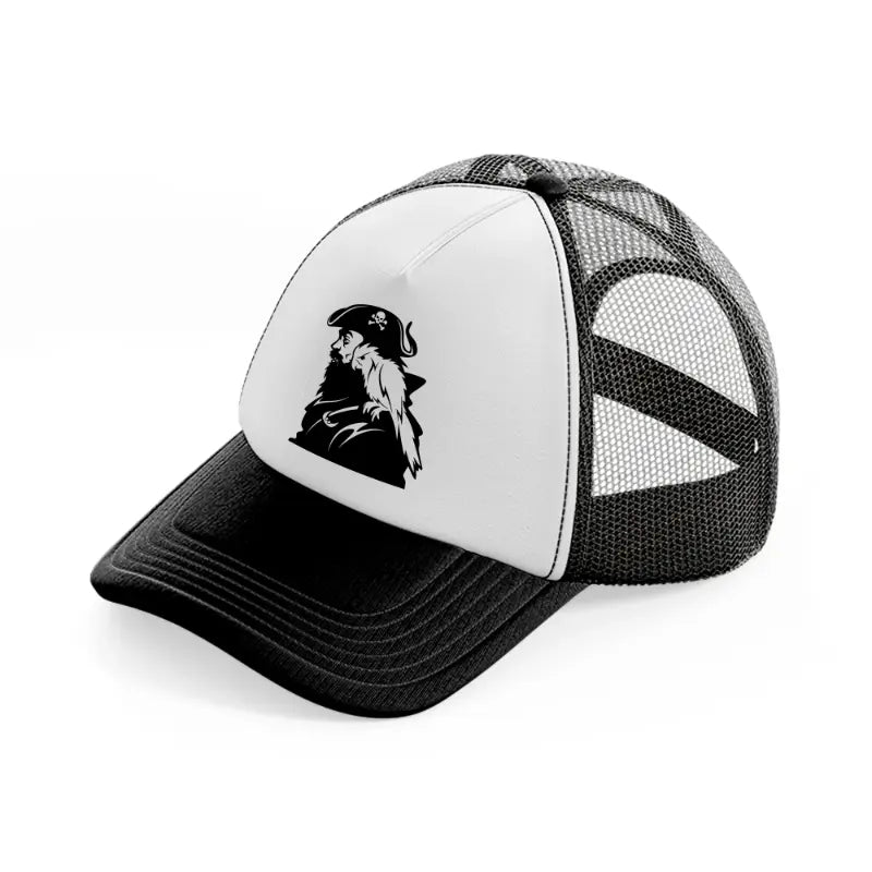 pirate with cacatua-black-and-white-trucker-hat
