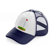 hole navy blue and white trucker hat