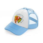 cartoon fish sky blue trucker hat