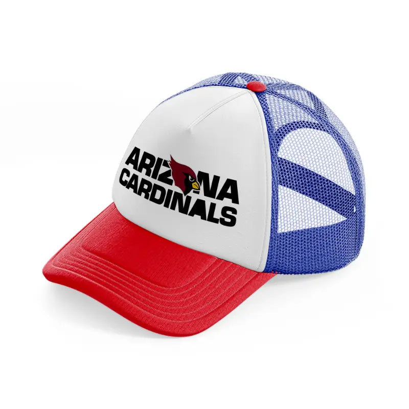 arizona cardinals text with logo-multicolor-trucker-hat
