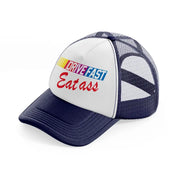 Drive Fast Eat Ass navy-blue-and-white Trucker Hat