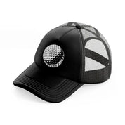 golf ball b&w-black-trucker-hat